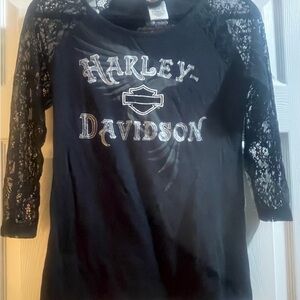 Harley-Davidson Black Top with Lace Sleeves